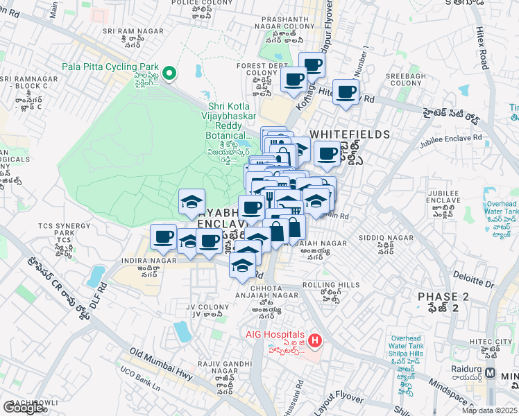 map of restaurants, bars, coffee shops, grocery stores, and more near in Hyderabad