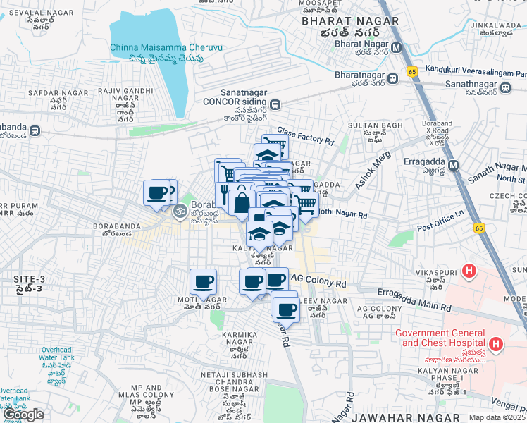 map of restaurants, bars, coffee shops, grocery stores, and more near in Hyderabad