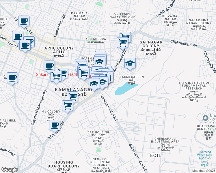 map of restaurants, bars, coffee shops, grocery stores, and more near in Secunderabad