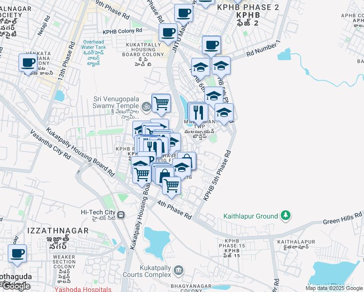 map of restaurants, bars, coffee shops, grocery stores, and more near Hitech City Main Road in Hyderabad