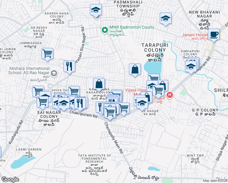 map of restaurants, bars, coffee shops, grocery stores, and more near 1-10-1/213/29 Chakripuram in Secunderabad