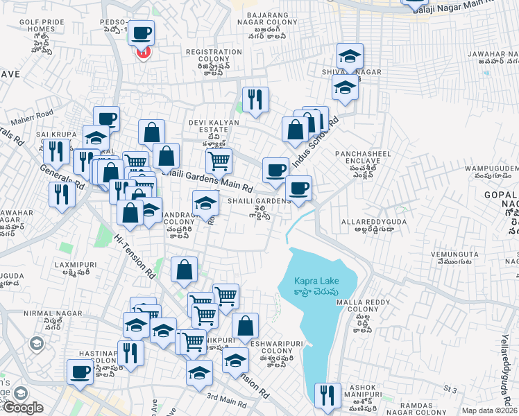 map of restaurants, bars, coffee shops, grocery stores, and more near in Secunderabad