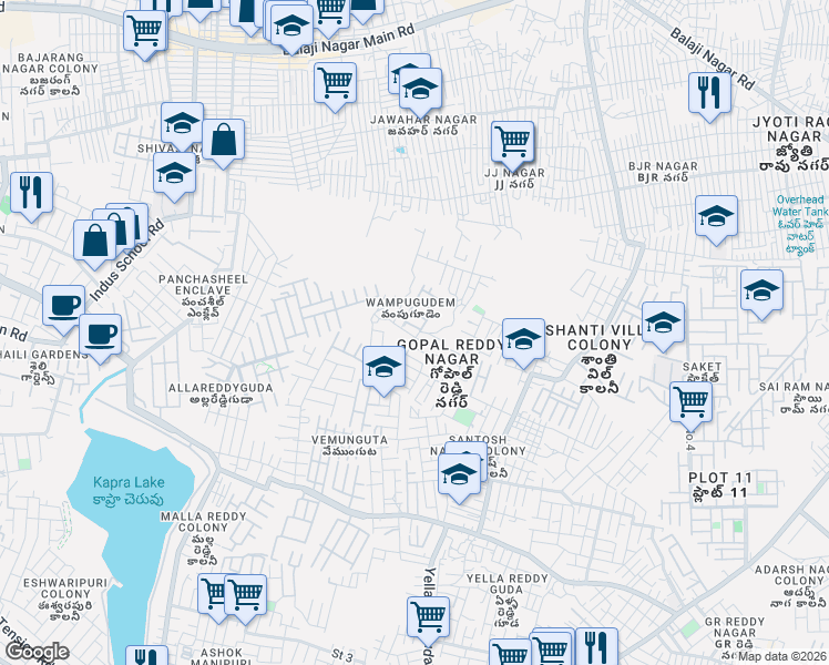 map of restaurants, bars, coffee shops, grocery stores, and more near Unnamed Road in Secunderabad