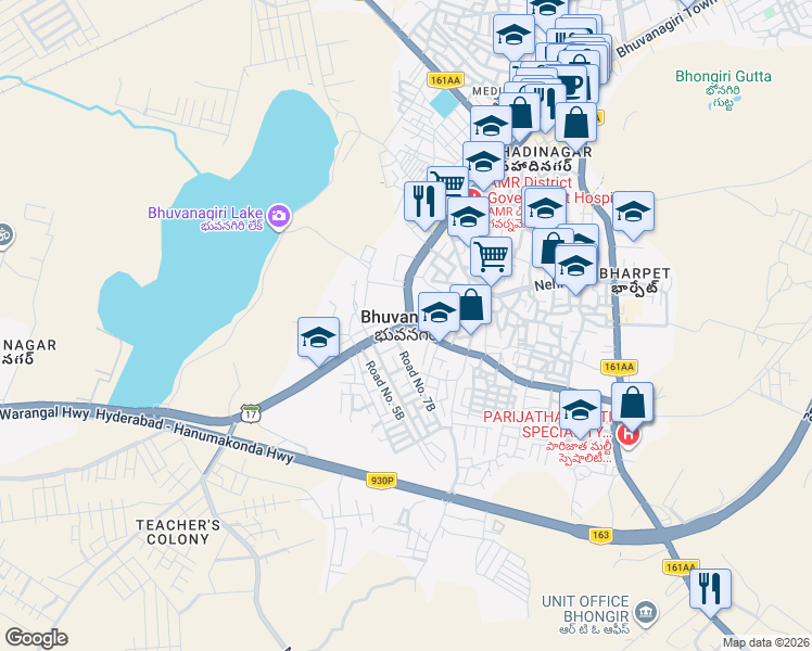 map of restaurants, bars, coffee shops, grocery stores, and more near in Bhuvanagiri