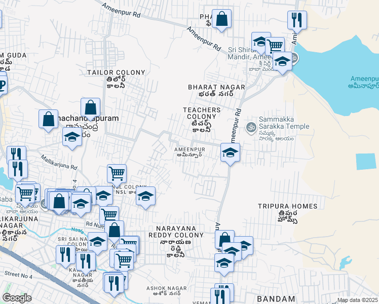 map of restaurants, bars, coffee shops, grocery stores, and more near in Miyapur
