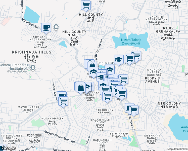 map of restaurants, bars, coffee shops, grocery stores, and more near in Hyderabad