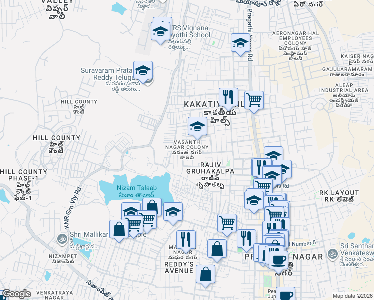 map of restaurants, bars, coffee shops, grocery stores, and more near in Hyderabad