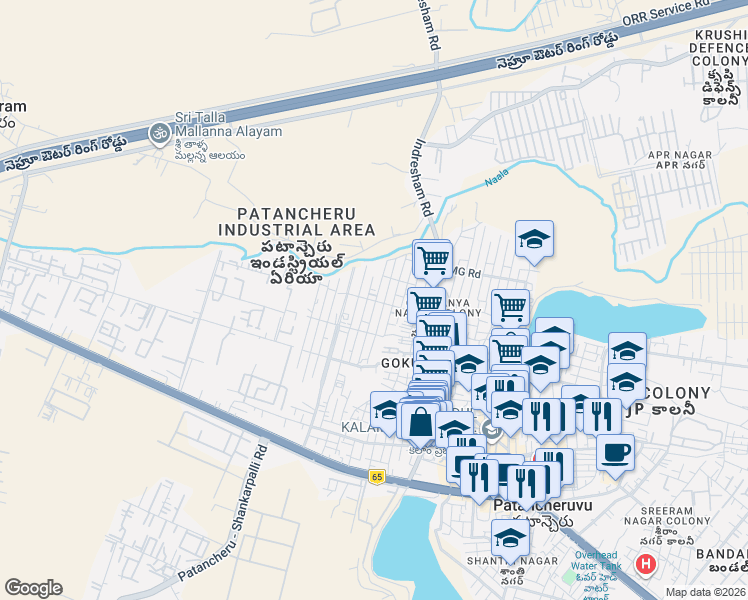 map of restaurants, bars, coffee shops, grocery stores, and more near in Patancheruvu
