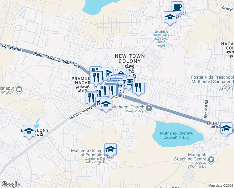 map of restaurants, bars, coffee shops, grocery stores, and more near in Hyderabad