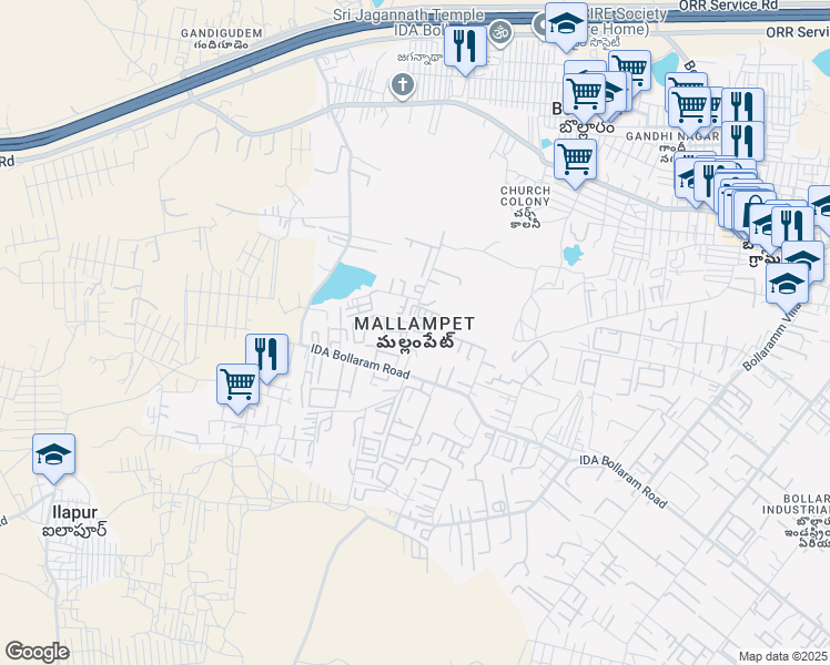 map of restaurants, bars, coffee shops, grocery stores, and more near in Hyderabad