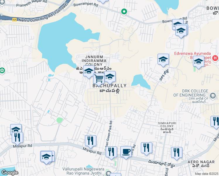 map of restaurants, bars, coffee shops, grocery stores, and more near in Hyderabad