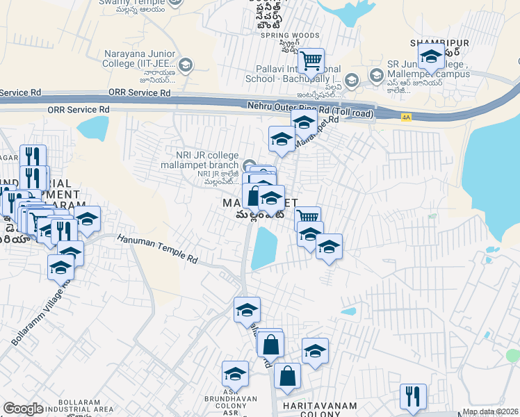map of restaurants, bars, coffee shops, grocery stores, and more near 6 Road in Hyderabad