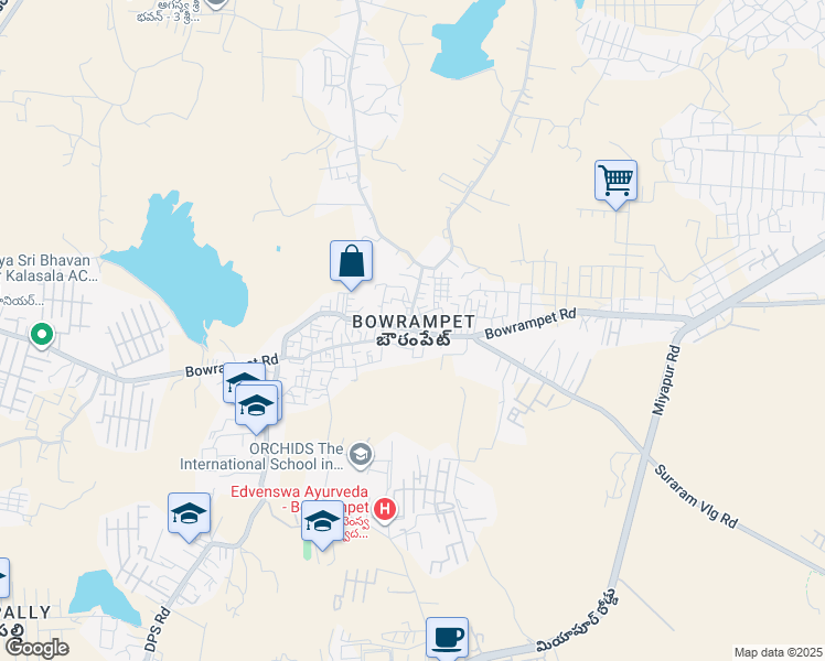 map of restaurants, bars, coffee shops, grocery stores, and more near Unnamed Road in Hyderabad