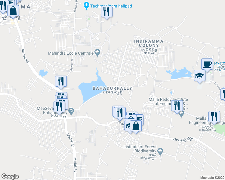 map of restaurants, bars, coffee shops, grocery stores, and more near in Hyderabad