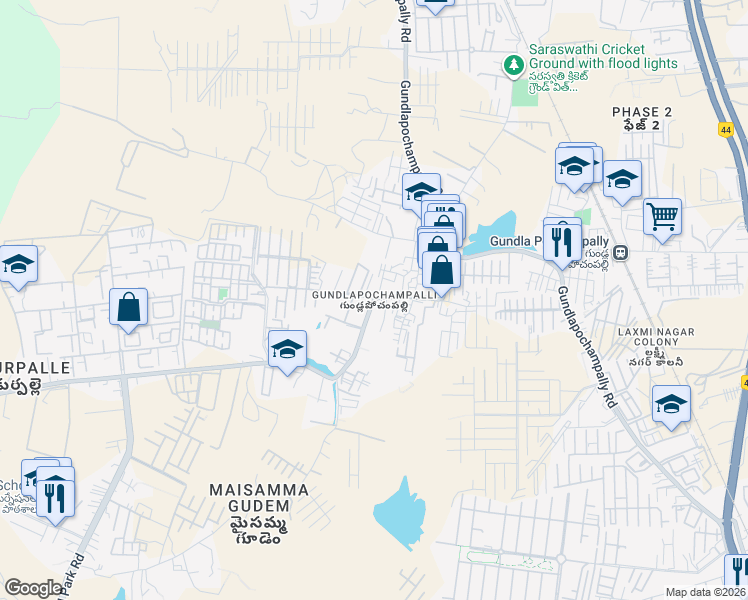 map of restaurants, bars, coffee shops, grocery stores, and more near in Hyderabad