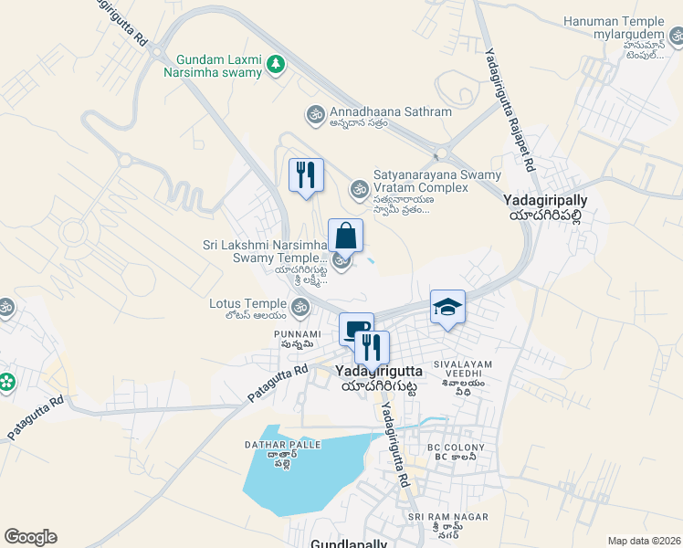 map of restaurants, bars, coffee shops, grocery stores, and more near in Yadagirigutta