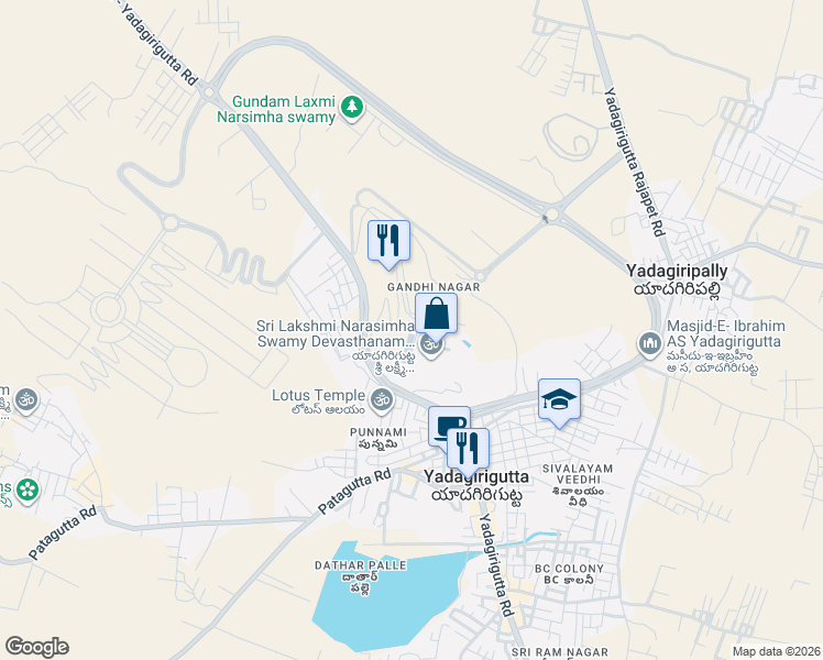 map of restaurants, bars, coffee shops, grocery stores, and more near in Yadagirigutta