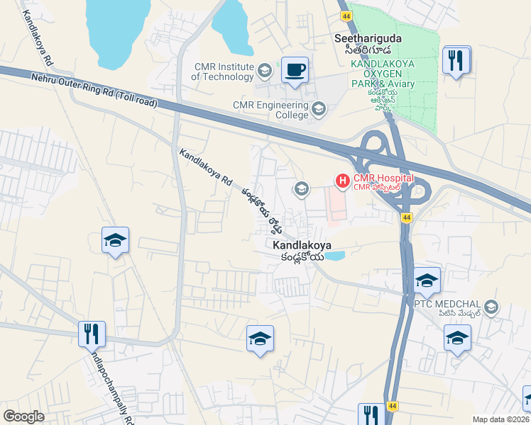 map of restaurants, bars, coffee shops, grocery stores, and more near in Kandlakoya