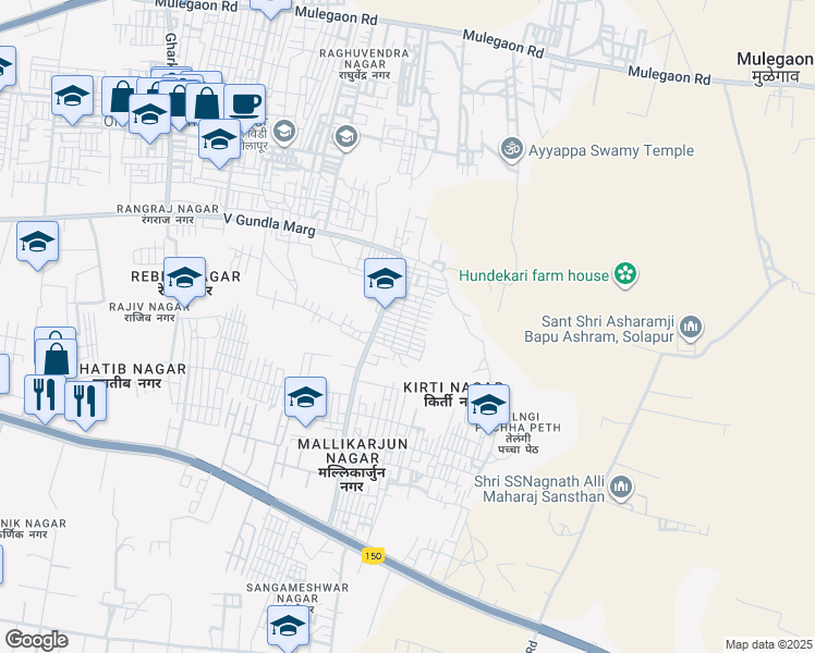 map of restaurants, bars, coffee shops, grocery stores, and more near in Solapur
