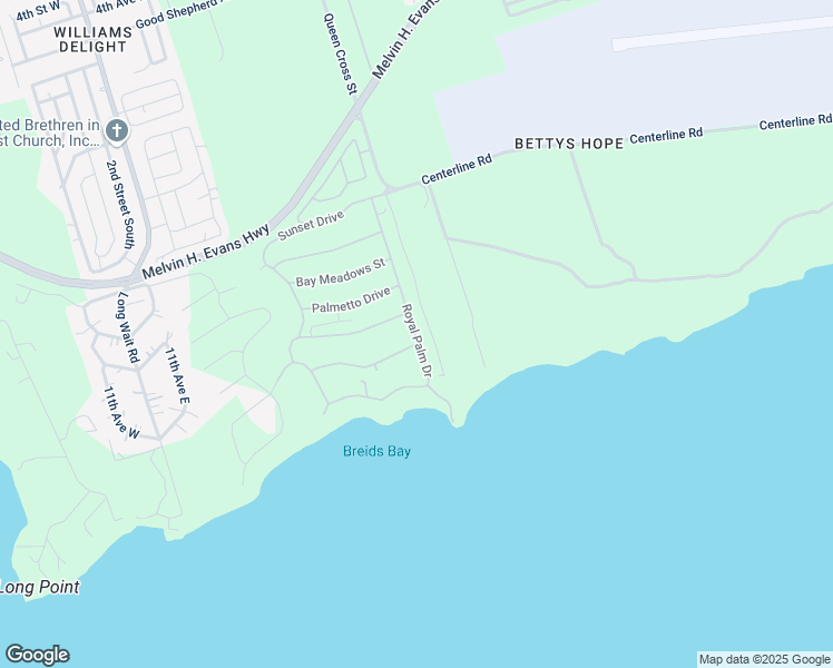 map of restaurants, bars, coffee shops, grocery stores, and more near 35 Royal Palm Drive in Frederiksted