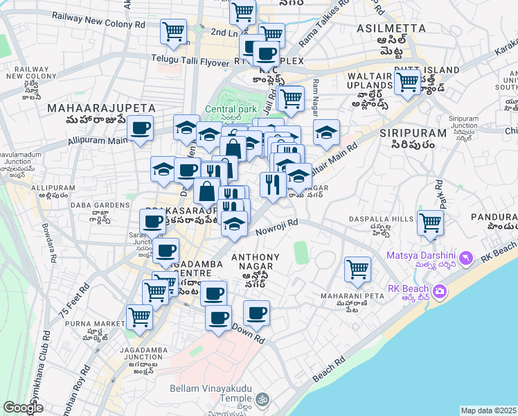 map of restaurants, bars, coffee shops, grocery stores, and more near in Visakhapatnam