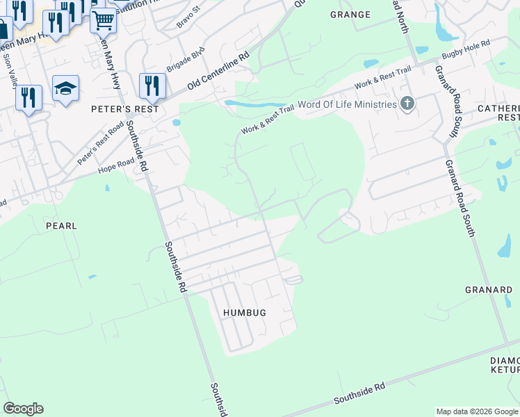 map of restaurants, bars, coffee shops, grocery stores, and more near 10 Work & Rest Trail in Christiansted