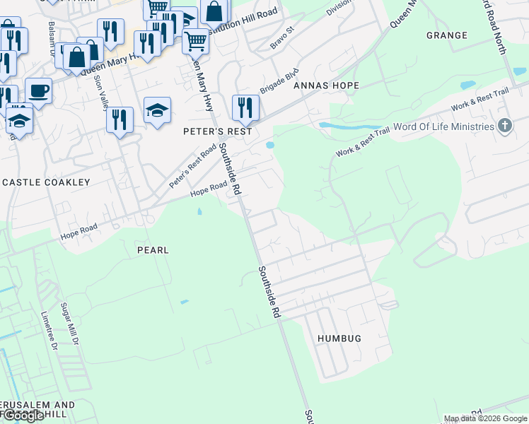 map of restaurants, bars, coffee shops, grocery stores, and more near in Christiansted