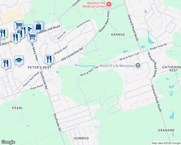 map of restaurants, bars, coffee shops, grocery stores, and more near 93 Route 622 in Christiansted