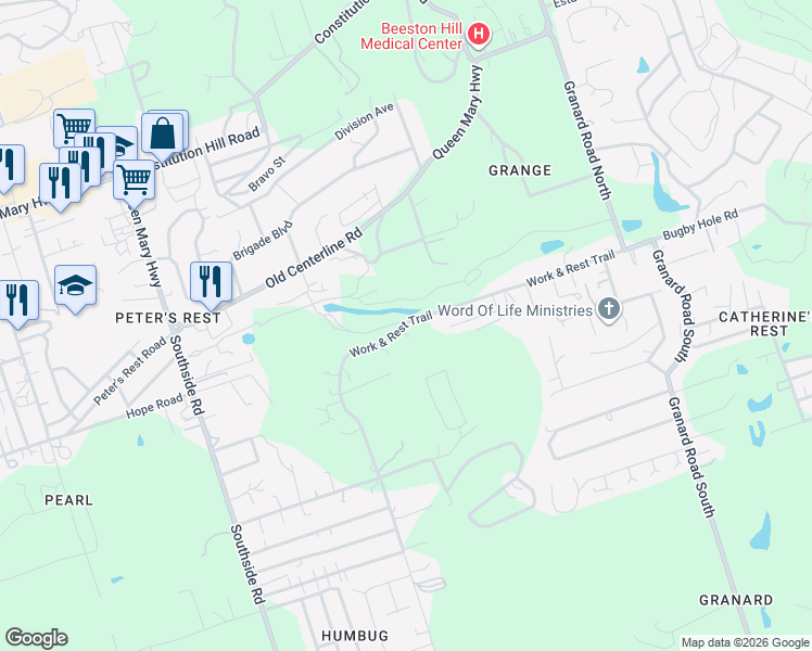 map of restaurants, bars, coffee shops, grocery stores, and more near 93 Route 622 in Christiansted