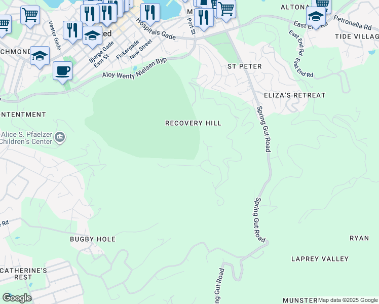 map of restaurants, bars, coffee shops, grocery stores, and more near Unnamed Road in Christiansted