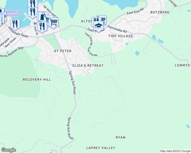 map of restaurants, bars, coffee shops, grocery stores, and more near 65 Tulipan Drive in Anna's Hope Village