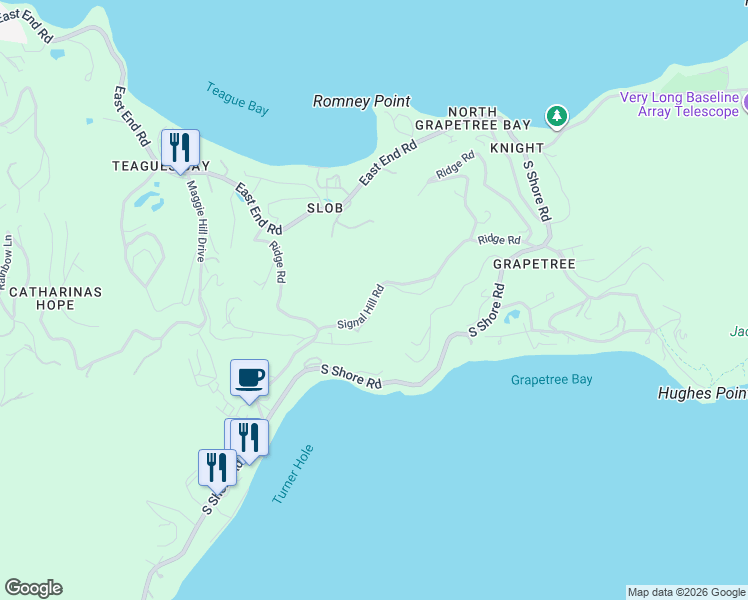 map of restaurants, bars, coffee shops, grocery stores, and more near Signal Hill Road in East End