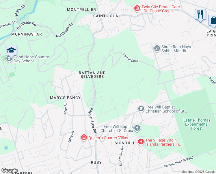 map of restaurants, bars, coffee shops, grocery stores, and more near in Christiansted