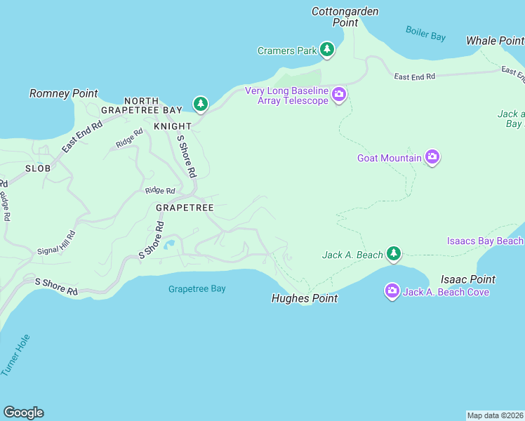 map of restaurants, bars, coffee shops, grocery stores, and more near Deer Hill Road in Christiansted