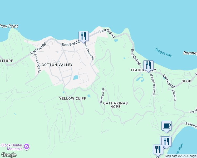 map of restaurants, bars, coffee shops, grocery stores, and more near Sierra Verde Road in East End