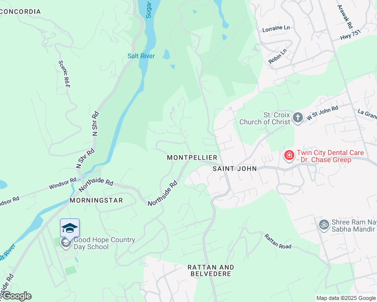 map of restaurants, bars, coffee shops, grocery stores, and more near Northside Road in Christiansted