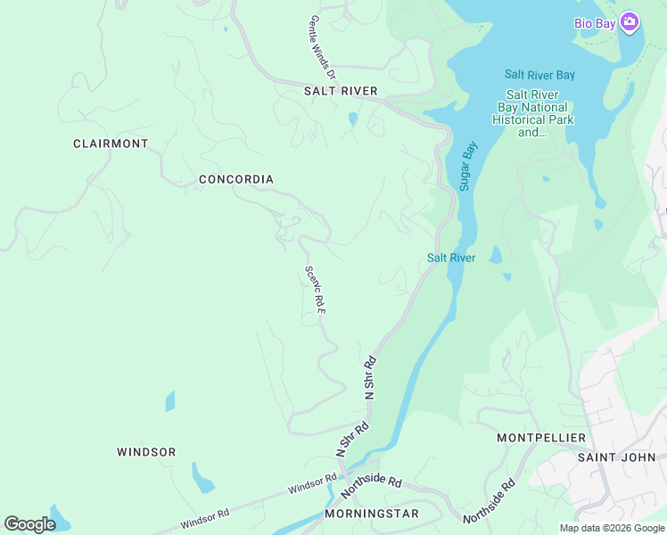 map of restaurants, bars, coffee shops, grocery stores, and more near Scenic Road East in Christiansted