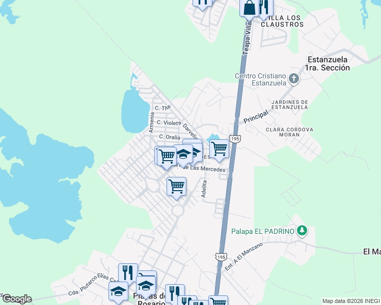 map of restaurants, bars, coffee shops, grocery stores, and more near Calle Isabel in Playas del Rosario
