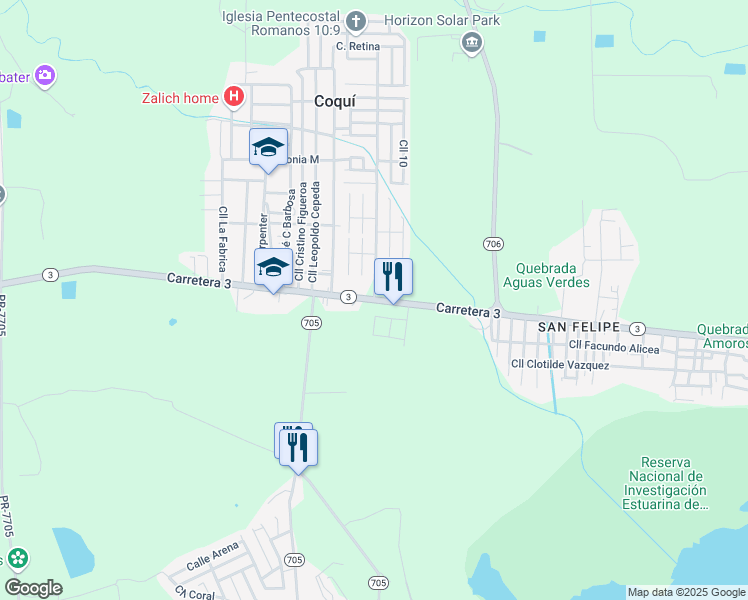 map of restaurants, bars, coffee shops, grocery stores, and more near Calle Principal in Salinas