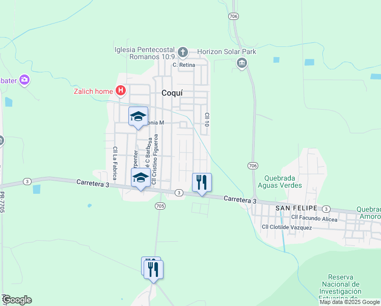 map of restaurants, bars, coffee shops, grocery stores, and more near Calle Principal in Salinas