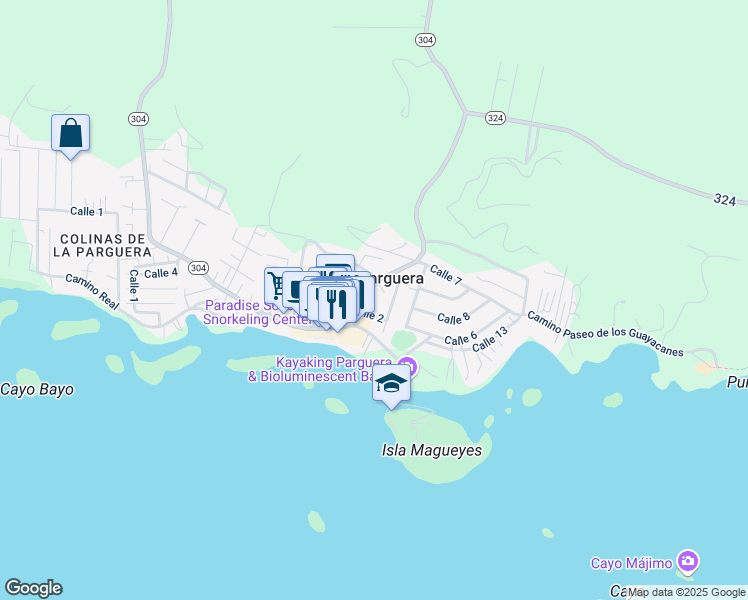 map of restaurants, bars, coffee shops, grocery stores, and more near in La Parguera