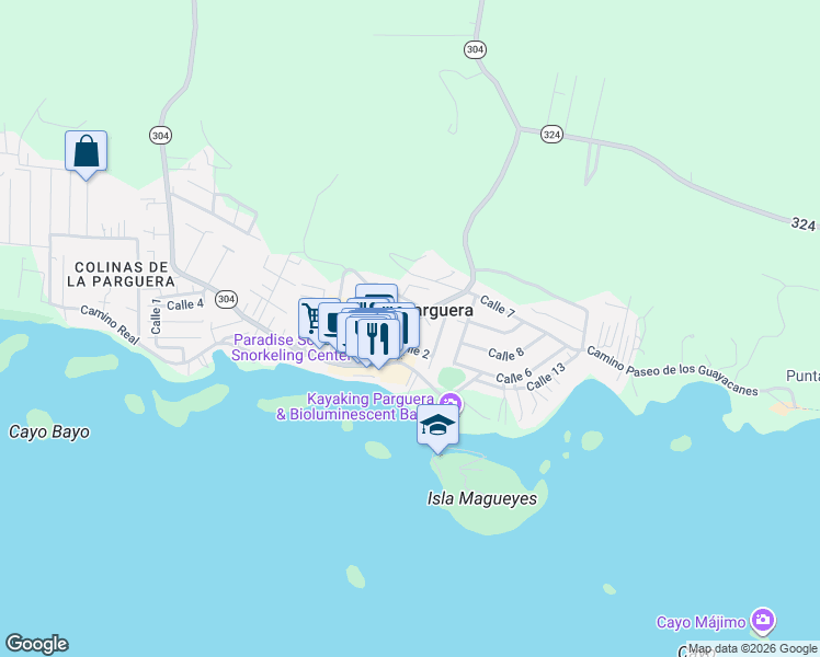 map of restaurants, bars, coffee shops, grocery stores, and more near in La Parguera