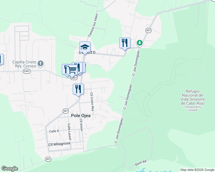 map of restaurants, bars, coffee shops, grocery stores, and more near in Pole Ojea