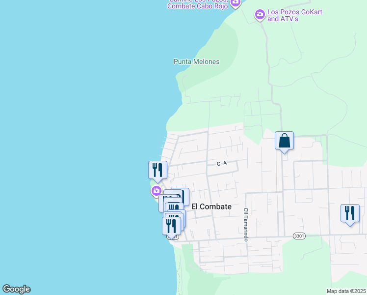 map of restaurants, bars, coffee shops, grocery stores, and more near Calle 3301 Final in Boqueron