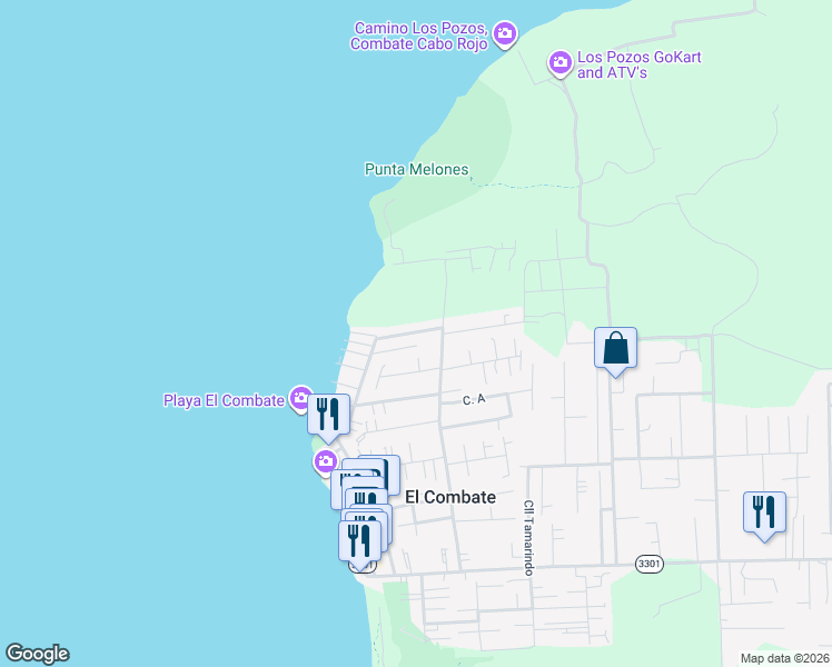 map of restaurants, bars, coffee shops, grocery stores, and more near Cll 1 in Boquerón