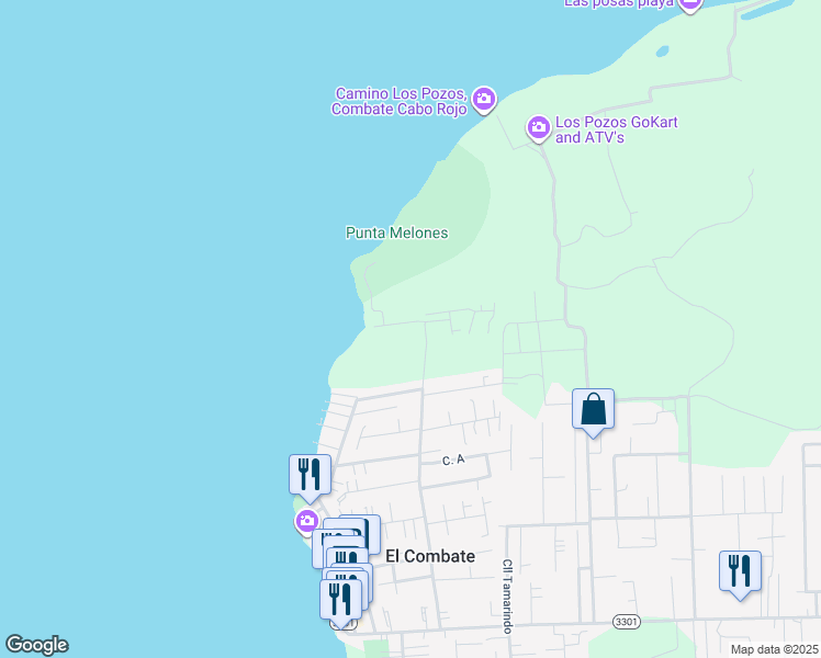 map of restaurants, bars, coffee shops, grocery stores, and more near Cll 1 in Boquerón