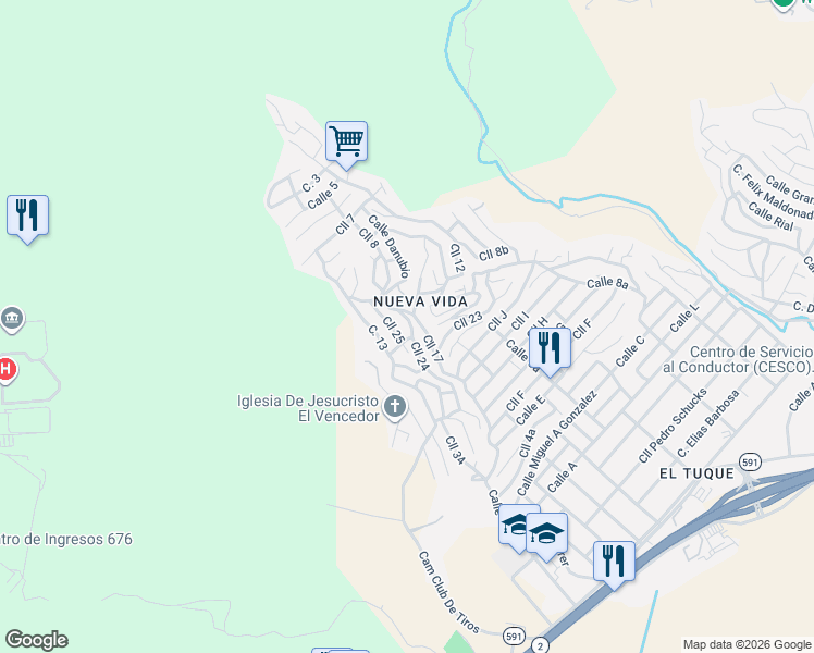 map of restaurants, bars, coffee shops, grocery stores, and more near 500 Calle 24 in Ponce