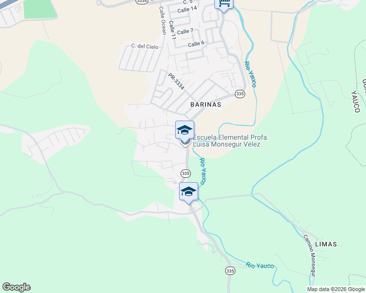 map of restaurants, bars, coffee shops, grocery stores, and more near Puerto Rico 335 in Yauco