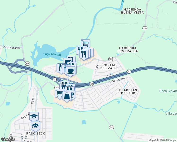 map of restaurants, bars, coffee shops, grocery stores, and more near in Santa Isabel