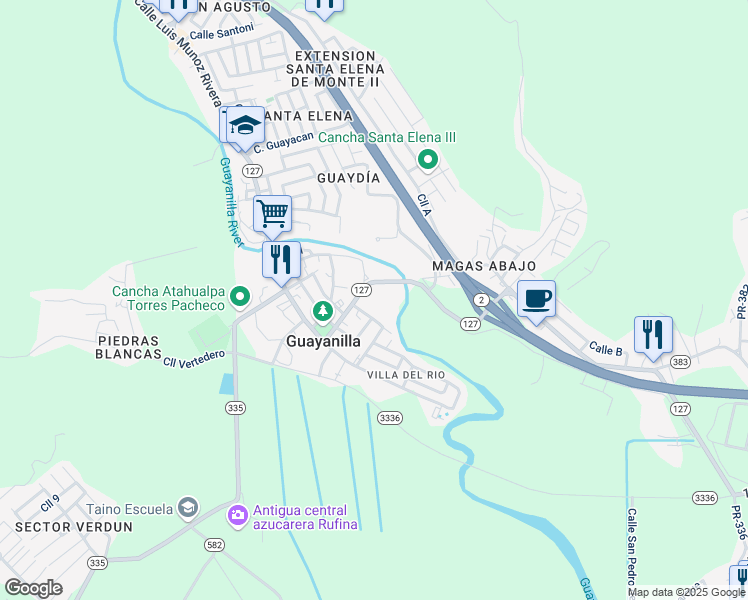 map of restaurants, bars, coffee shops, grocery stores, and more near in Guayanilla